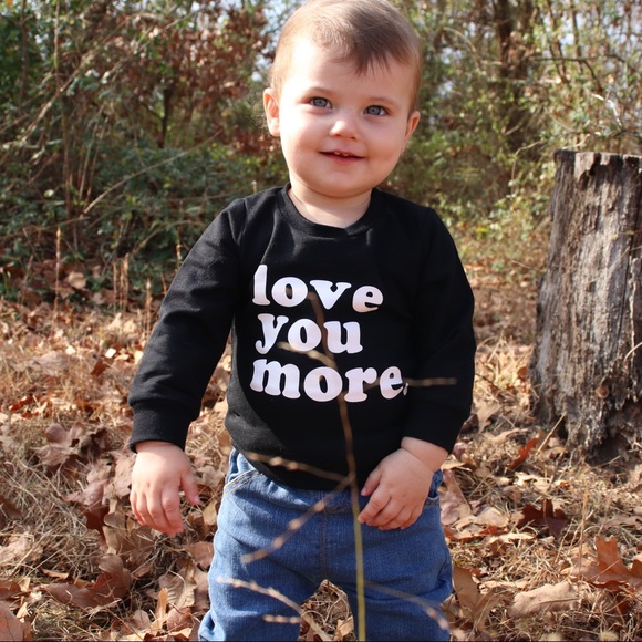 Love You More Black Crew Neck Sweatshirt Pullover - Picture 5 of 6